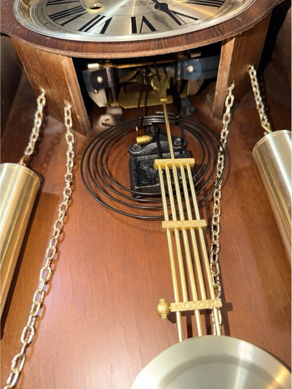 Waltham 31 Day Chime Wall Clock Driven Pendulum Works Key